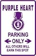 PURPLE HEART PARKING award injury war sign