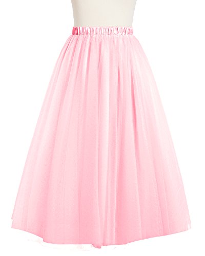 Bridesmay Women Tea Length Tulle Skirt Evening Gown Prom Formal Skirt