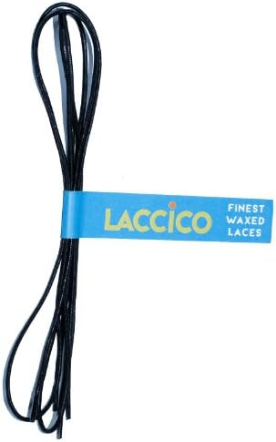 LACCICO - Men's Round Waxed Shoelaces Diameter Ø 1/16' (1.5mm) - BLACK, Length:35.4'' (90cm);Colour:Black