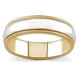 14k Two-Tone Milgrain Wedding Band, 6mm