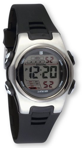 Meridian Mens Digital EL Chronograph Alarm Water Resistant Sport Watch, # 3323BK