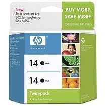 Original HP 14 Black Ink Cartridge (2-Pack) in Retail Packaging