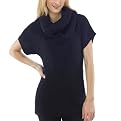 GO International&reg; Cowl Neck Short Sleeve Sweater - Ebony