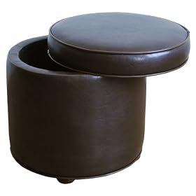 Faux Leather Storage Ottoman