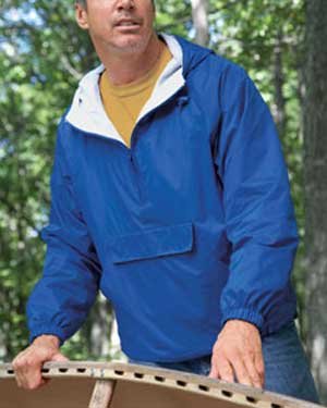 Harvard Square Mens Pullover Hooded Nylon Pouch Jacket With Kasha Lining. HS223