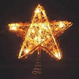 Kurt Adler 10 Light Indoor Rattan Gold Star Treetop