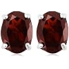 Sterling Silver 8x6mm Oval Garnet Earrings
