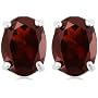 Sterling Silver 8x6mm Oval Garnet Earrings