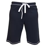Navy Blue Solid Color reverse stitched fleece board shorts for women & girls, 5 adult sizes, tie cord waist