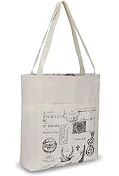 Kuzy - Paris Beach Bag Handmade from Heavy Canvas Cotton (Size 17x15-inch) for MacBook and Laptop, Book Travel Bags - Paris