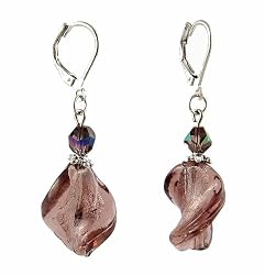 Earrings - E227 - Murano Style Glass - Twist ~ Lt. Amethyst