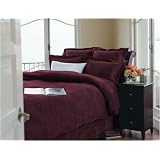 Hawthorne Hill Chenille Duvet Cover and Shams Set - Burgundy Full/Queen