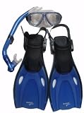 Speedo Dive Junior Speedo Reef Scout Mask, Snorkel, and Fin - Blue (Small/Medium)