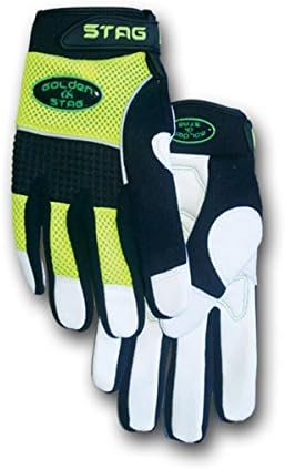 Leather Work Glove White Goatskin Golden Stag 2980 Hi Viz All Purpose Glove (Small)