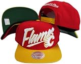 Calgary Flames Diagonal Script Red/Yellow Two Tone Plastic Snapback Adjustable Plastic Snap Back Hat / Cap