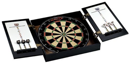 NHL New York Rangers Bristle Dartboard Cabinet Set With 18 Diameter Sisal Board