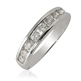 1.00cttw Natural White Round Diamonds (SI-Clarity, GH-Color) Engagement Band in 14K White Gold.