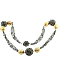 14kt Solid Gold Diamond Pave Beads Chain Necklace Ethnic Style Jewelry