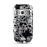 Hard Snap-on Shield With BLACK SILVER SKULL Design Faceplate Cover Sleeve C ....