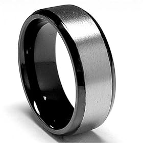 8 MM High Polish / Matte Finish Black Titanium ring Wedding Band sizes 8 to 12