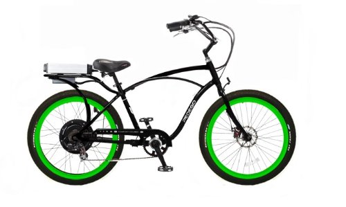 Pedego Classic Cruiser Black with Lime Green Rims Tire/Seat Package: Black Balloon