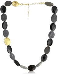 Rena Luxx "Pebbles" 22k Gold Plated Sterling Silver Onyx Necklace