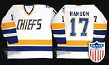Charlestown Chiefs Home White Replica # 17 Steve Hanson Throwback Jersey