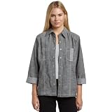 Alfred Dunner Women's Stripe Shirt Jacket,Grey,14