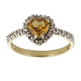 Buy 10k Yellow Gold Heart Shaped Citrine and Diamond Ring by Amazon.com Collection