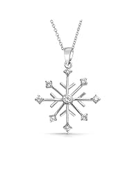 Bling Jewelry Sterling Silver Snowflake Cubic Zirconia Necklace 16in
