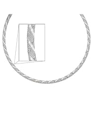 14K White Gold 4mm Meshed Omega Necklace with Lobster Claw Clasp - 17" Inches