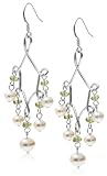 Sterling Silver Freshwater Cultured Pearl Chandelier Earrings w/ Peridot