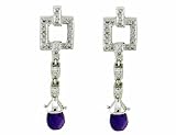 Ladies 0.50ct Diamond Fashion Earrings with 2.22ct Amethyst Drops
