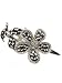 Fashion Hair Accessory ~ Clear and Black Crystal Silvertone Flower Hair Clip