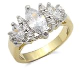 14K Gold Plated 5 Marquise CZs Ring