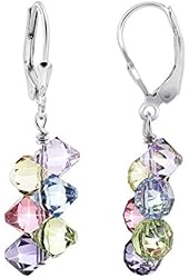 SCER001 Sterling Silver Multicolor Cluster Earrings Made with Swarovski Elements