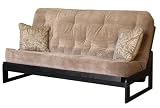Full Size Futon Sofa Mattress Tufted in Cream Microfiber