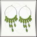 Hoop Chandelier Earrings with Green beads
