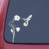 WHITE COLOR HUMMINGBIRD FLOWER DECAL STICKER NOTEBOOK HELMET VINYL CAR AUTO HOME DECOR DECOR WINDOW WALL ART CAR BIKE DECORATION ADHESIVE VINYL LAPTOP WALL ART DIE CUT