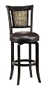 Hillsdale Camille 30.5-Inch Swivel Bar Stool, Distressed Black Finish with Gold Highlighted Back and Brown Faux-Leather