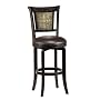 Hillsdale Camille 30.5-Inch Swivel Bar Stool, Distressed Black Finish with Gold Highlighted Back and Brown Faux-Leather