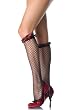 Lycra Industrial Fishnet Knee High Stocking Socks With Lace Ruffle And Contrast Bow (Black/Red;One Size)