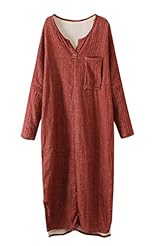 Raglan Sleeves Round Neck Cotton/Linen  Dress