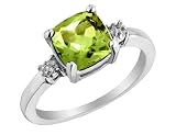 Peridot Ring with Diamond Accent 2.0 Carat (ctw) in Sterling Silver