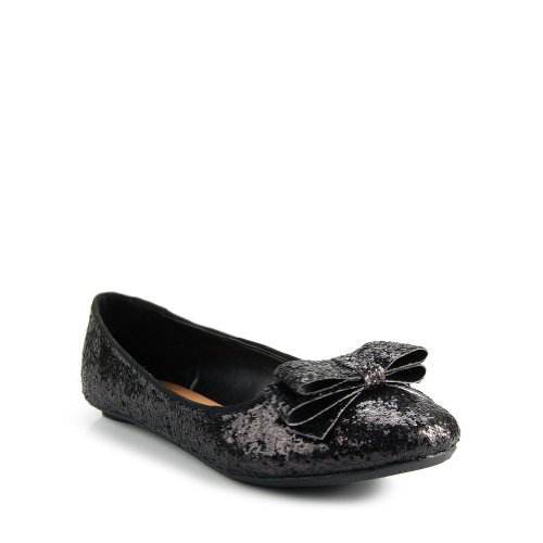 ZONE Glitter Bow Ballet FlatsB00BPFUOAK