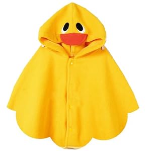Children Hooded Duck Cloak Kids Girl/Boy Poncho Mantle Wraps Coat Yellow,Medium