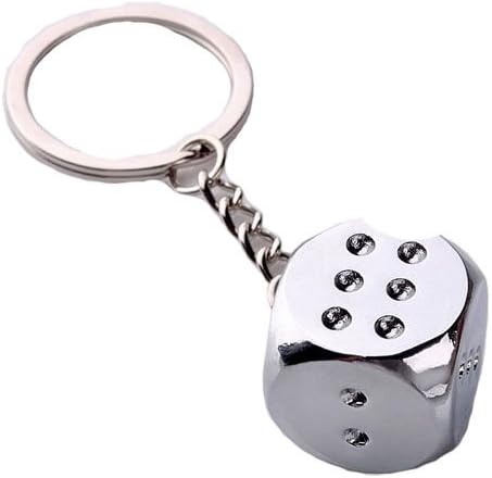 HJX New Novelty Creative Cute Mini Dice Style Metal Pendant key chain keychain Key Ring