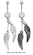 ANGEL WINGS DANGLE BELLY PIERCING RING BNAAWHSGM -GUN METAL COLOR