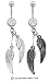 ANGEL WINGS DANGLE BELLY PIERCING RING BNAAWHSSLV -SILVER COLOR
