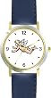 Angel In Flight No.3 - Cherub, Angel or Cupid Theme - WATCHBUDDY&reg; DELUXE TWO-TONE THEME WATCH - Arabic Numbers - Blue Leather Strap-Size-Large ( Men's Size or Jumbo Women's Size )